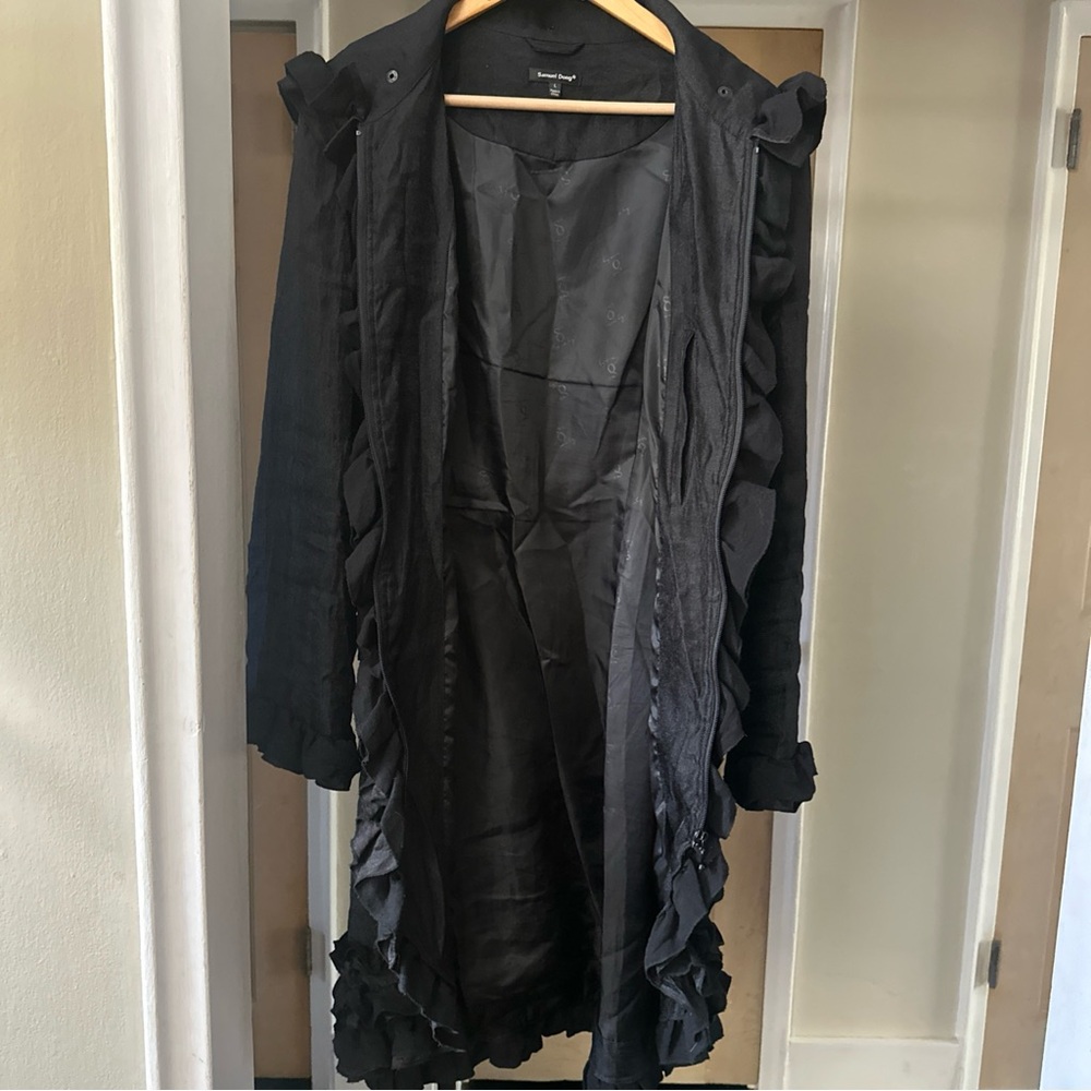 Samuel Dong Ruffled Belted Lightweight Coat/Dress - Picture 5 of 5
